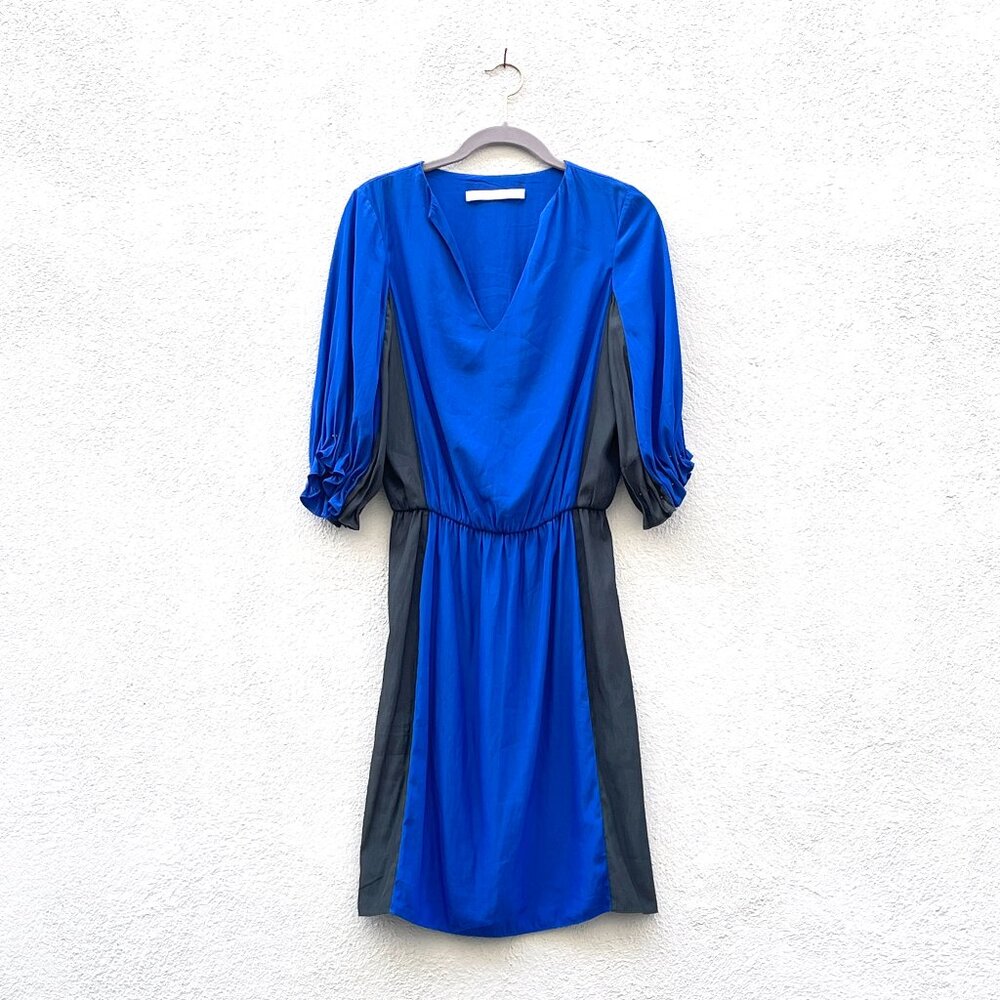 Ulla Johnson Royal Blue & Black Colorblock Puff Sleeve Sheath Dress Size 4